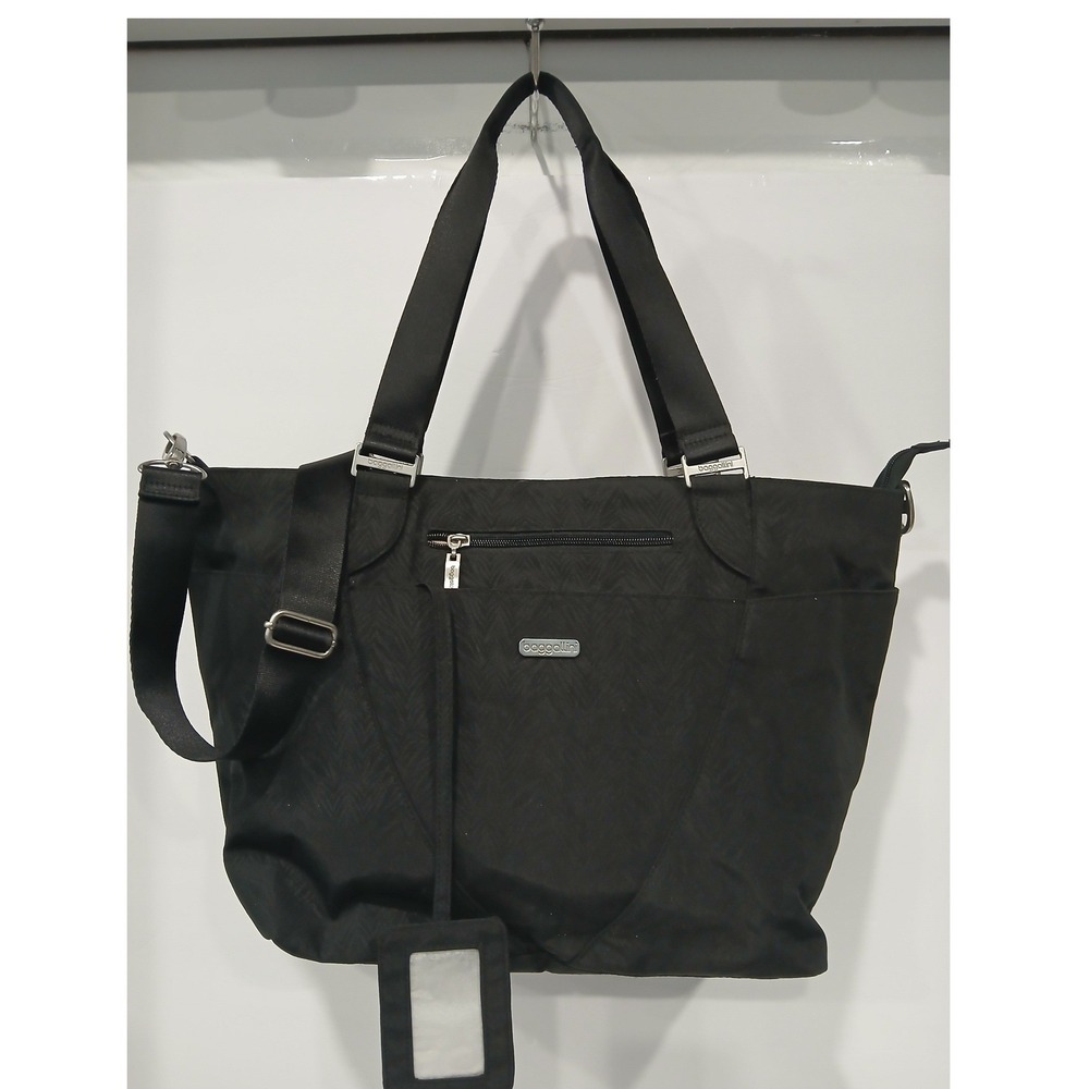 Baggallini Black Nylon Chevron Pattern Tote Bag With Shoulder Strap Crossbody